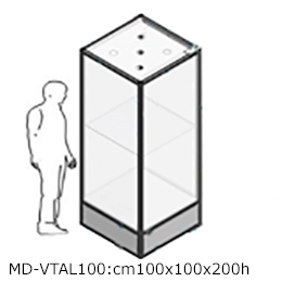 Vetrina  ARGURION, telaio in alluminio, cm 100x100x200h.