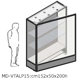 Vetrina espositiva a parete linea ARGURION  "telaio in alluminio".cm152x50x200h.