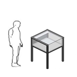 Vetrina espositiva a tavolo linea ARGURION  "telaio in alluminio".cm 90x90x100h.