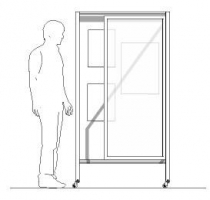 Bacheca  autoportante su ruote  fondo in DIBOND per biadesivo MD-ALBA-D2R