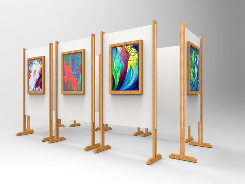 Pannelli espositivi autoportanti con struttura in legno e  lastra in swedboard stampabile o in osb