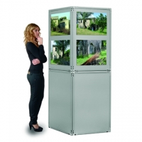 Sistema informativo modulare CLIPPER "stand in valigia" - cm 65x65x195h