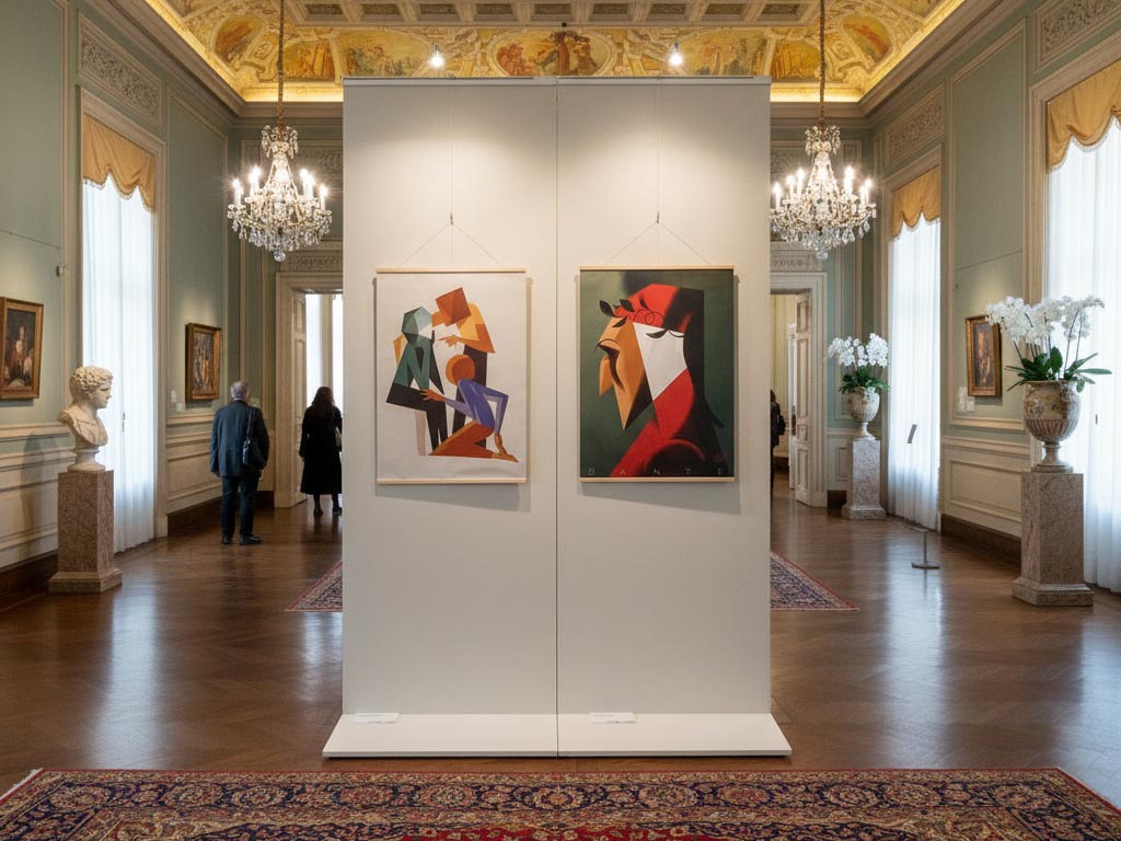 Parete espositiva autoportante modulare e bifacciale per pinacoteche e gallerie d'arte della LINEA OSTENDO