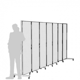 Sistema espositivo su ruote modulare e bifacciale 7 pannelli Clipper Roller.MD