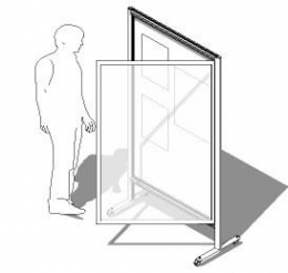 Bacheca autoportante su ruote fondo in SUGHERO per puntine  MD-ALBASU-D2R 